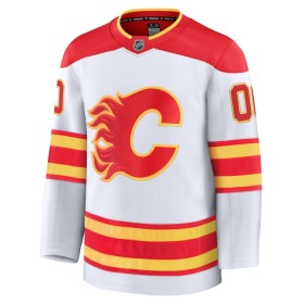 Män Ishockey Calgary Flames tröja med eget tryck Fanatics Premium 2024-25 Vit Borta